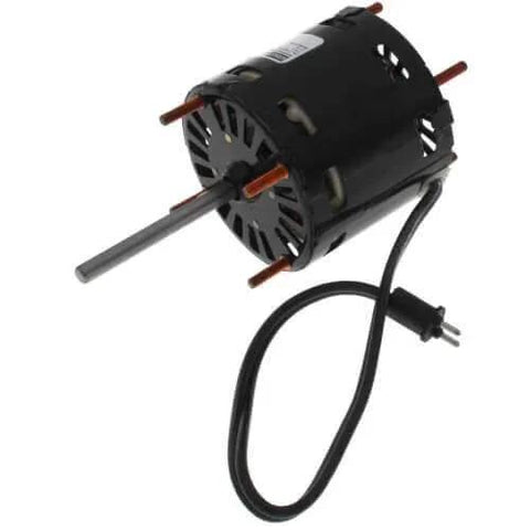 Side view of Fasco - D1126 3.3" Motor 208-230V 1500 RPM Counter Clockwise with attached power cord and visible frame.