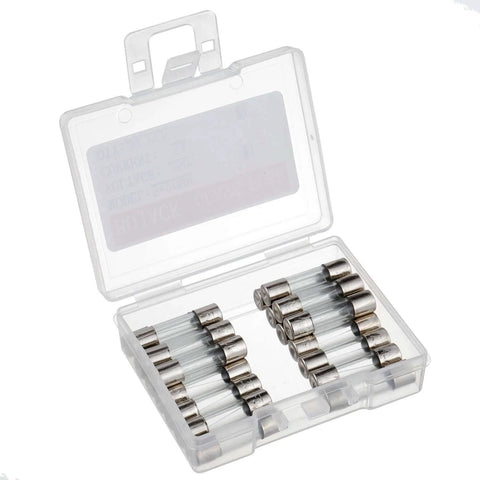 Fast Blow Glass Fuses 5A 250V 5x20mm Pack Of 20 With Plastic Storage Case For Electronics Power Supplies And DIY Projects