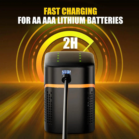 Eight Battery Pack With Charger 4 AA 3400mWh And 4 AAA 1100mWh fast charging USB-C charger with 2-hour charge time display