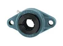 1-3/4 in Accu-Loc Medium Duty 2-Bolt Flange Sealed Ball Bearing Unit, Concentric Collar, Cast Iron Housing, Contact Seal with Slinger, Relubrication, Single Bearing Each UEFLX09-28, front view.