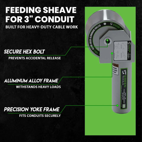3 Inch Feeding Sheave For Greenlee Tuggers 640 6801 6001 And More, Aluminum Bearing Spin System With Bolt Locked Roller display