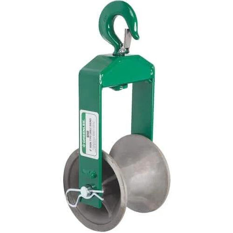 Front view of Feeding Sheave for 3-1/2-Inch Conduit, showing welded steel frame and wheel