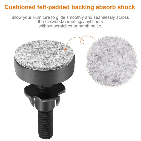 Beefy And Adjustable Furniture Levelers Three Eighths Inch UNC Thread Feet for tables, chairs, cushioned felt for shock absorption