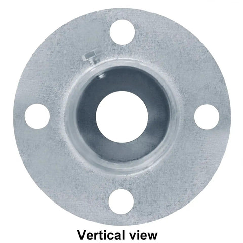 Vertical view of Heavy Duty Chain Link Fence Post Floor Flange Base Set Of Four For One Five Eighths Inch OD Poles Surface Mount