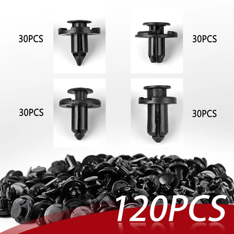 Push Type Fender Liner Clips Kit For Nissan And Infiniti Front Bumpers, 121-Piece Plastic Fasteners Set With Tool, 8mm Hole Fit