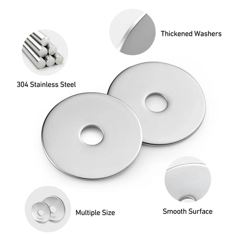23 Pcs Fender Washers 1 Quarter Inch ID 2 Inch OD 304 Stainless Steel 0.047 Inch featuring smooth metal surface