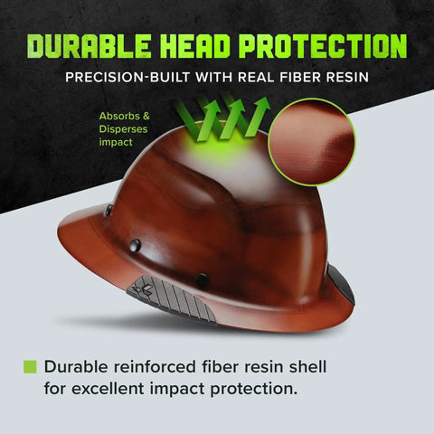 Dax Fiber Resin Full Brim Safety Helmet With 6 Point Suspension And Comfort Dome showcasing fiber resin durability.