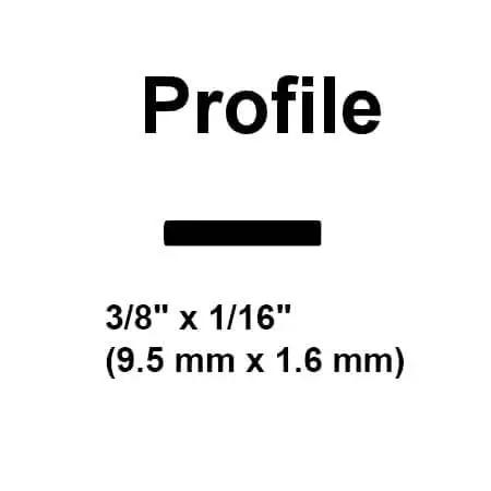 Profile view of Flat Ribbon Plastic Welding Rod Black 30 Ft for ultra strong repairs on any plastic, dimensions 3/8" x 1/16"