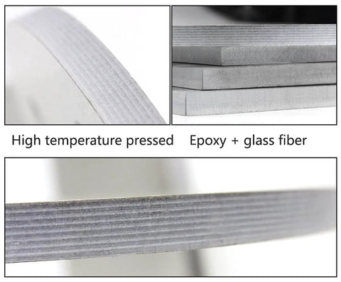 Close-up of Fiberglass Composite Board Heat Resistant To 500 Celsius Insulation Pad For Plastic Molds with epoxy glass fiber layers.