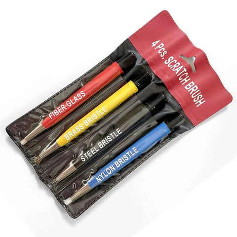 Fiberglass Pen Scratch Brush Set - Jewelry Cleaning Brush with Steel, Brass, Nylon, Fiberglass Tips for Corrosion Remover and Rust