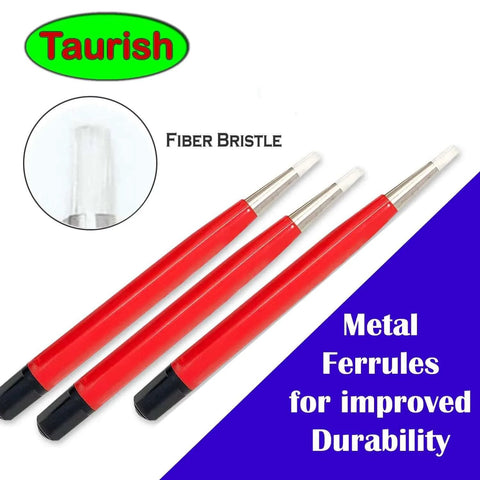 Red fiberglass scratch brush pen 3 pack with metal ferrules for jewelry watch coin cleaning and electronic applications rust corrosion removal