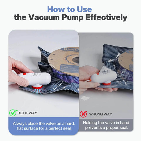 Instructions on using Filament Vacuum Storage Kit With USB Pump 20 Light Proof Vacuum Bags For 3D Filament Keeps Dry And Clean