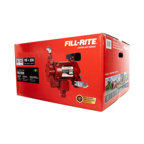 Fill-Rite FR310VN 115V/230V 35 GPM Fuel Transfer Pump (Pump Only) packaging box with product image