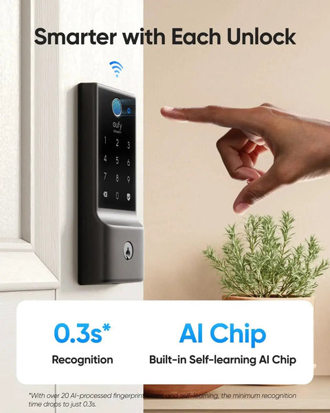 Fingerprint Keyless Entry Front Door Lock With Built In Wi Fi App Remote Control And Physical Key Backup Model C220 side view