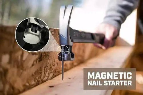 Finish Nailing Hammer 16 Oz Rip Claw Smooth Face With Shock Absorbing Grip For Precise Nail Driving featuring Magnetic Nail Starter
