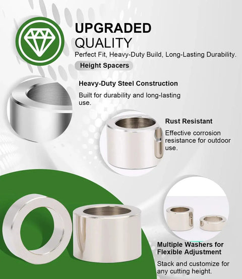 Finish Mower Spacer Kit Replaces 502120 84612 84613 showing heavy-duty steel construction and rust-resistant features