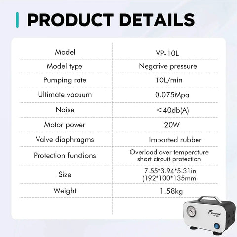 Product details of Powerful 10 Liters Per Minute Portable Lab Vacuum Pump Oil Free Diaphragm Filtration System for Lightning Fast Filtration
