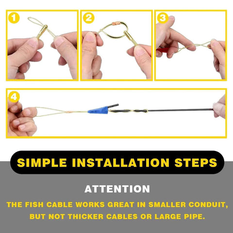 Fifty Foot Fiberglass Fish Tape Running Wire Cable Rods Coaxial Electrical Connectable Wire Fishing Rods With Brass Threaded Connectors installation guide