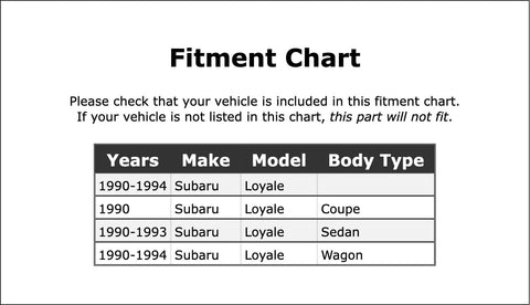Fitment chart for Commutator End Alternator Bearing Replacement For Loyale 1990 1991 1992 1993 1994 showing vehicle compatibility.