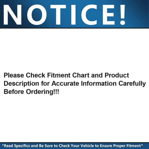 Notice to check fitment chart and product description before ordering for accuracy.