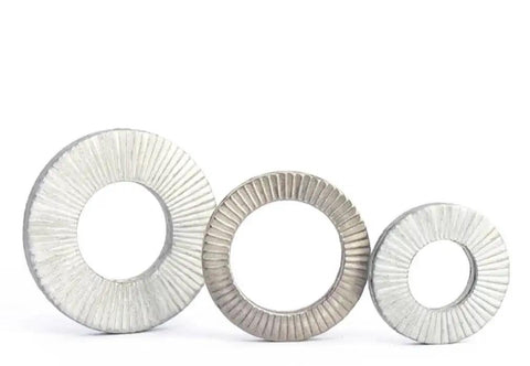 Three Five Eighth Inch Belleville Self Locking Washers For Automotive Equipment in various sizes and coatings