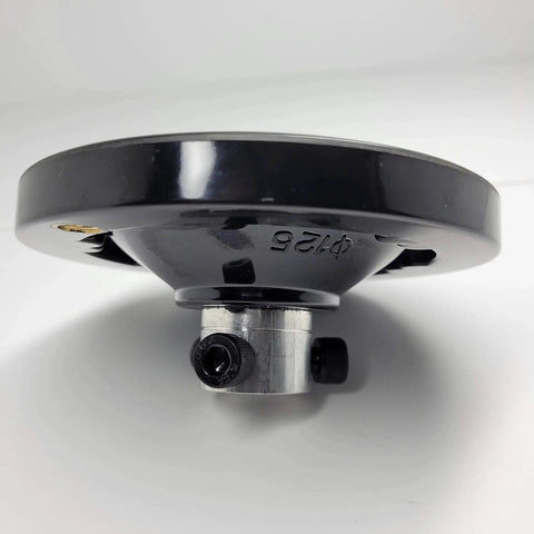 Side view of Five Inch Handwheel With Half Inch Bore for Drill Press, phenolic body with aluminum core, reinforced by AL6061.