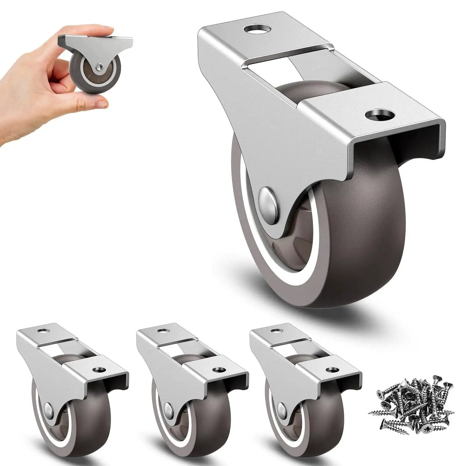 Fixed Caster Wheels Set With TPR Material Low Profile ...