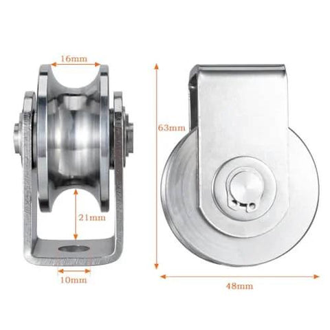 Cable Pulley Wheel Heavy Duty Fixed Pulley Block with Bearings Inside, dimensions labeled, for Gym Equipment, Lifting, Winch, Loading 1000lb 1Pack