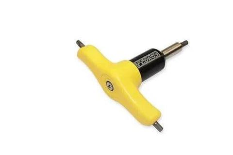 Fixed Torque Drive 4NM Yellow tool with 4mm/5mm/T25 bits, featuring a compact design and ergonomic yellow handle.