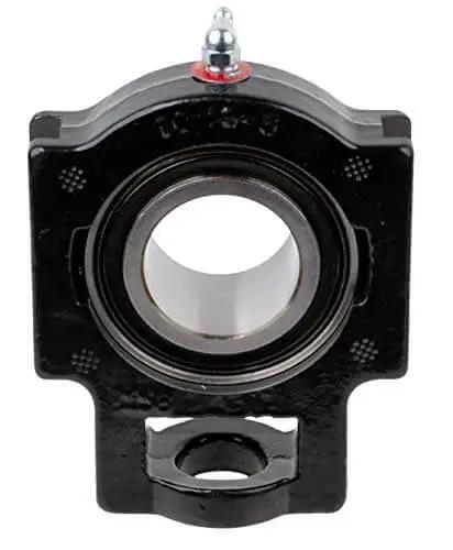Front view of Heavy Duty Flange Block Ball Bearing With One And A Quarter Inch Shaft Built To Last Thanks To Interchangeable Cast Iron Housing Rexnord Link-Belt FB3S220E Industrial Grade Bearing
