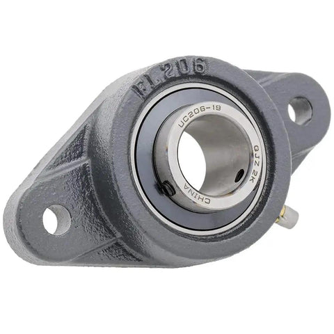 2-Pack Flange Mount Ball Bearing Unit With Insert UC206-19 In Cast Iron Housing FL206 Bore 1.1875 Inch Set Screw Locking
