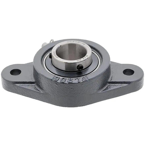 2-Pack Flange Mount Ball Bearing Unit With Insert UC206-19 In Cast Iron Housing FL206 Bore 1.1875 Inch Set Screw Locking Flinger Seal