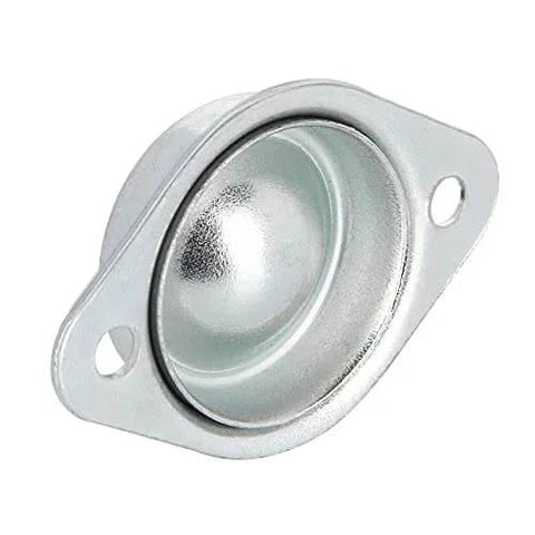 Close-up of a 1/2 inch roller ball transfer bearing with flange mount, part of 16 Pcs 1/2 Inch Roller Ball Transfer Bearings Flange Mounted Carbon Steel Units