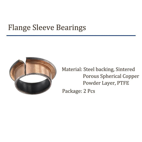 Two Pieces Flange Sleeve Bearings 20mm Bore 23mm Outside Diameter 12mm Total Length 29mm Flange Diameter Self Lubricating Bronze Bushings