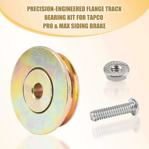 4 PCS Cut-Off Flange Track Bearing Kit for Tapco Pro & Max Siding Brake, featuring 12334 rollers, 12364 screws, 10094 lock nuts.