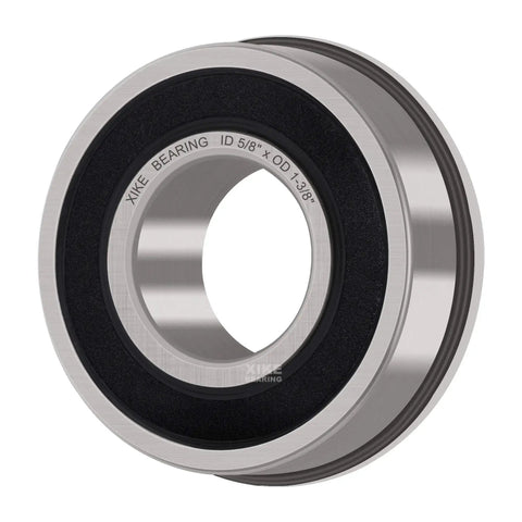 Close-up view of 10 Pack Flanged Ball Bearings 5/8 x 1-3/8 x 1/2 Inch For Lawn Mowers, Wheelbarrows, Carts And Hand Trucks Hub Replacement Chrome Steel