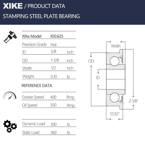 Technical diagram of 4 Pack Flanged Ball Bearings With Five Eighths Inch Bore And One And Three Eighths Inch Outer Diameter.