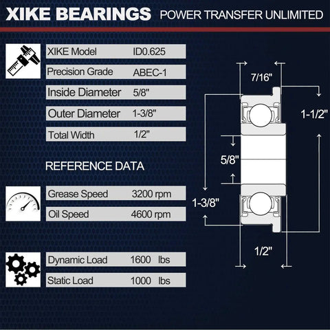 Diagram of 10 Pack Flanged Ball Bearings 5/8 x 1-3/8 x 1/2 Inch with specs and dimensions for hub replacement.