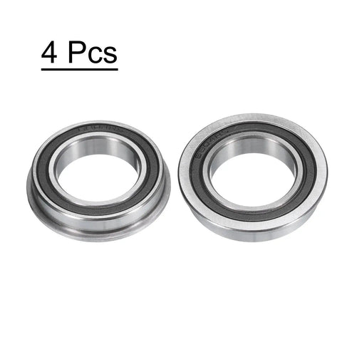 Flanged Ball Bearing F6804-2RS 20x32x7mm Double Sealed Chrome Steel, 4 pack displayed, suitable for rugged projects and small machinery.