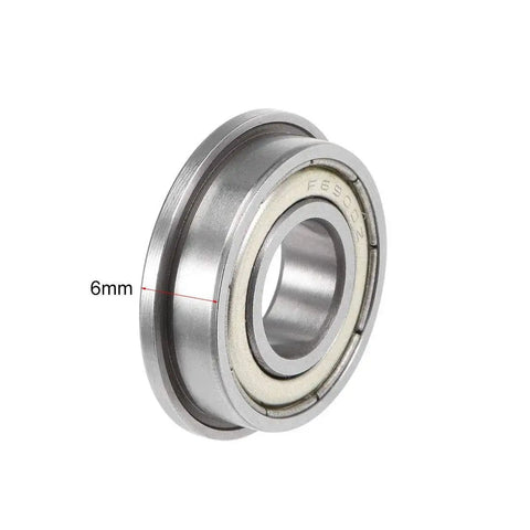 Durable Flanged Ball Bearing F6900ZZ 10mm By 22mm By 6mm Double Shield Chrome Steel Deep Groove Bearing ABEC 1 Side View