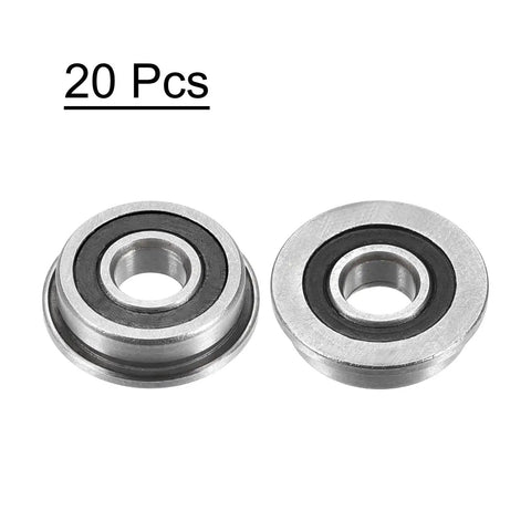 Flanged Ball Bearing F695-2RS 5x13x4mm Double Sealed Chrome Steel ABEC1 Precision Bearings, pack of 20
