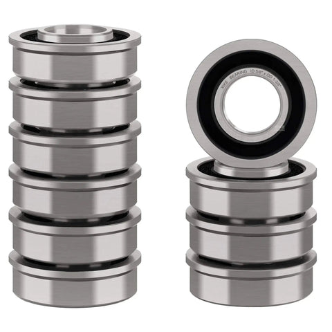 10 Pack Flanged Ball Bearings 5/8 x 1-3/8 x 1/2 Inch For Lawn Mowers, Wheelbarrows, Carts And Hand Trucks Hub Replacement Chrome Steel Sealed
