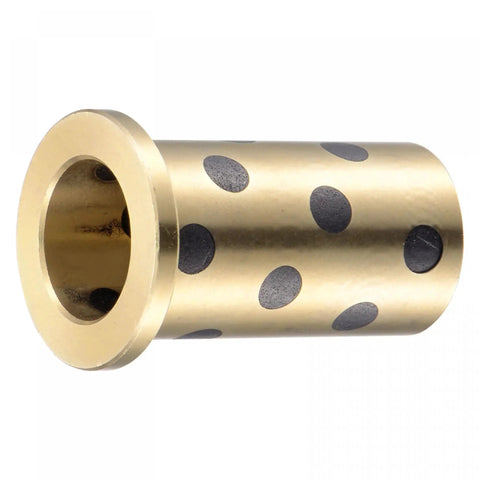 Flanged Sleeve Bearing 16mm Bore 20mm OD 40mm Length 26mm Flange Diameter 3mm Flange Thickness Brass With Graphite Self Lubricating Oilless Bushing