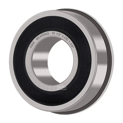 Beefy 4 Pack Flanged Ball Bearings Sealed Chrome Steel For Lawn Mowers Wheelbarrows Carts And Hand Trucks With Half Inch Shaft And One And Three Eighths Inch Hub, Precision Low Noise Durable Bearings close-up view