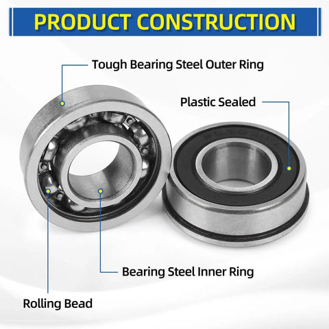 Four Pack GICOOL Five Eighth Inch Bore Flanged Deep Groove Ball Bearing 16mm ID 35mm OD 13mm Width Sealed 9Cr18 Steel