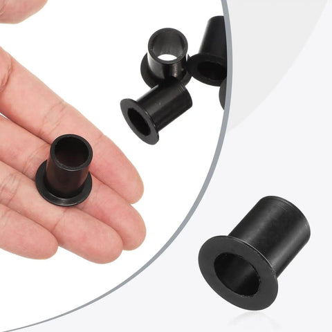 12 Pack Flanged Nylon Sleeve Bearings 13mm Bore 16.1mm OD 22.1mm Length Flange 22mm Black Self Lubricating Bushings in hand