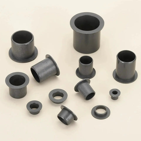 Six Pack Flanged Sleeve Bearings 17mm ID 19mm OD 25mm Length POM Plastic Bushing Black With 25mm Flange 1mm Thick spread out