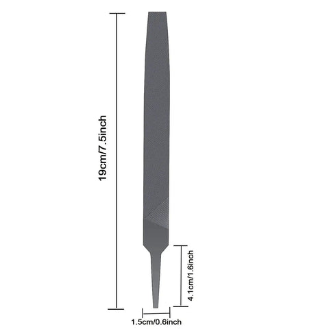 Flat 6 Inch Hand File With Double Cut Teeth And Single Cut Edge Made From High Carbon Steel hardened tool, dimensions marked