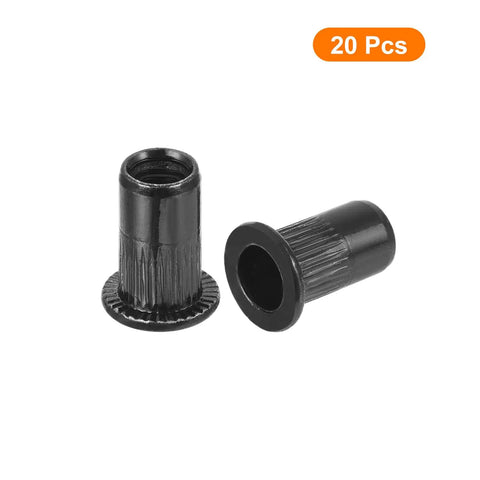 Flat Head Rivet Nuts With Knurled Body For Secure Threaded Inserts In Carbon Steel Thread Size Ten To Twenty Four Twenty Pieces Pack
