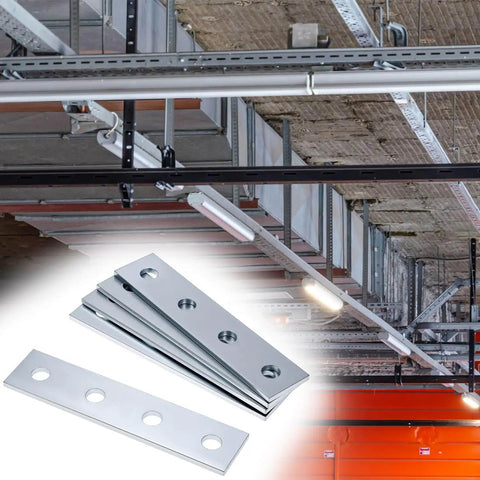 Nine Piece Flat Plate Connector Bracket Set For One Half Inch Bolts In One Five Eighth Inch Strut Channel Four Hole Design